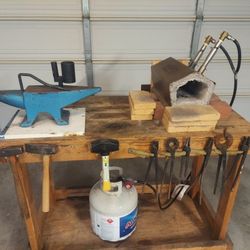 Propane Forge - Anvil & Table   Lots more
