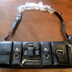 New Black Box Multi Pocket Shoulder Purse.
