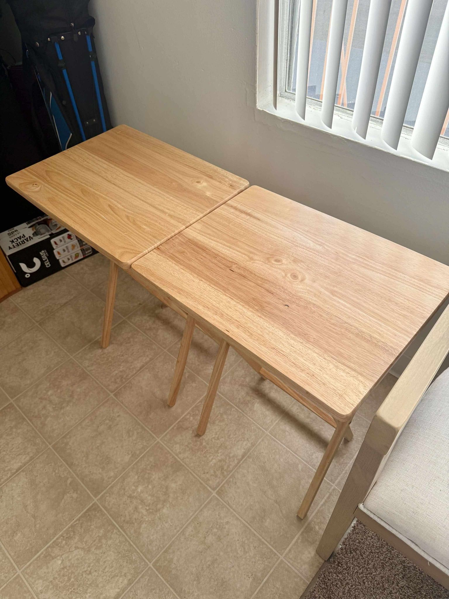 2 Individual bamboo Tables 
