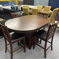 New Pub Dining Table With 4 Chairs - Delivery And Financing Available 