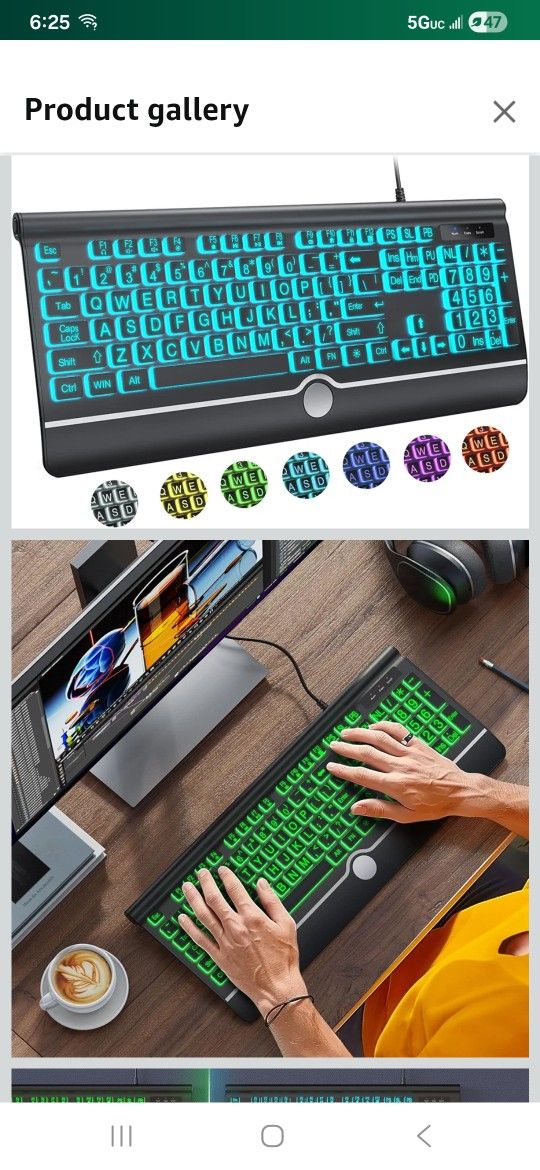 Large Print Backlit Computer Keyboard $15