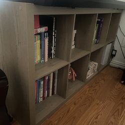 Grey Wood Bookcase Cubby 