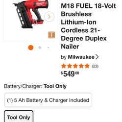 Milwaukee 21 Gauge Framing Nailer 
