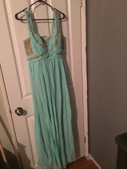 Seafoam/gold dress