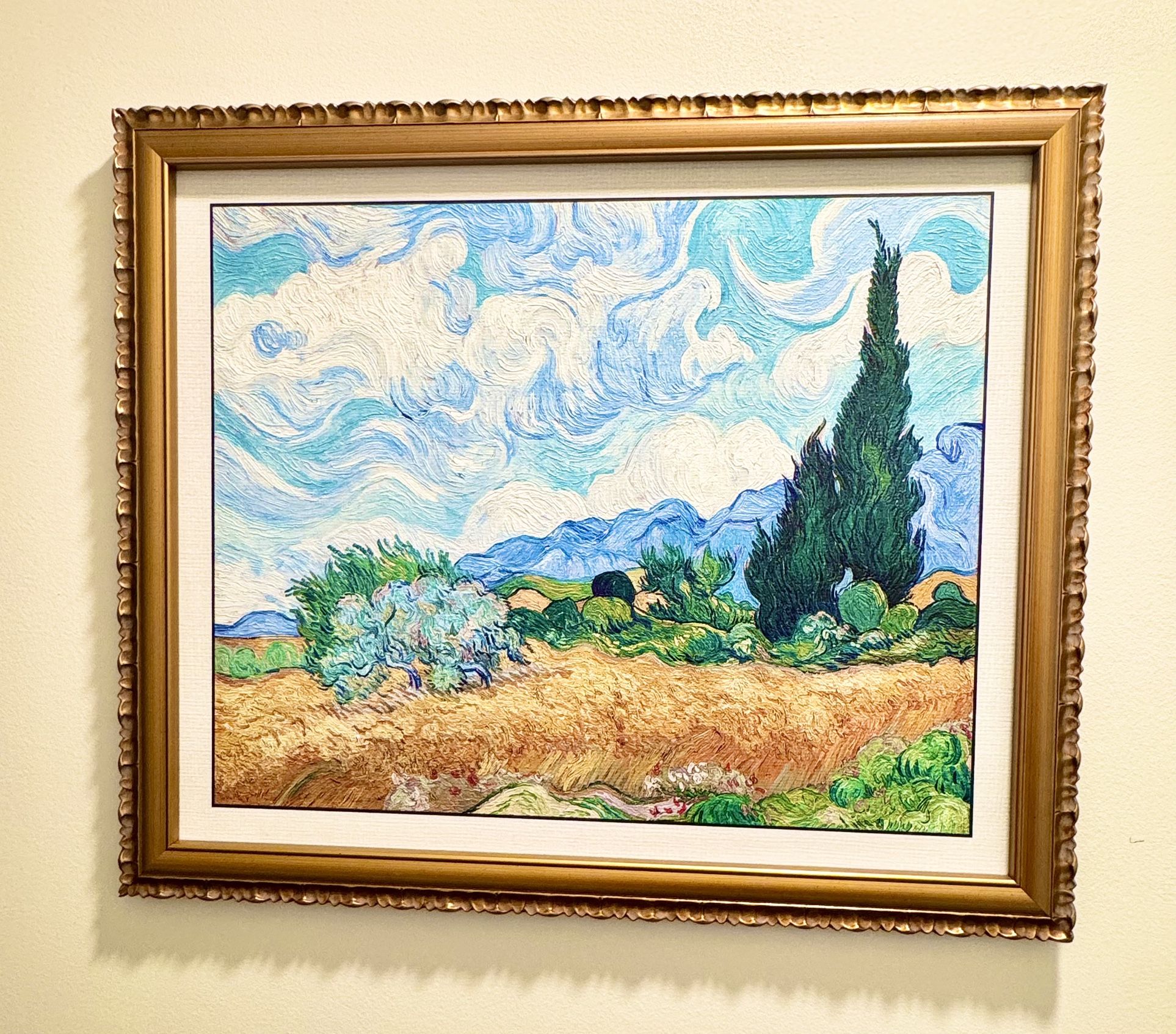 Framed Van Gogh Print – “Wheat Field with Cypresses”