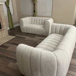 Brand New Super Plush Comfy Boucle Channeled Sofa Loveseat 