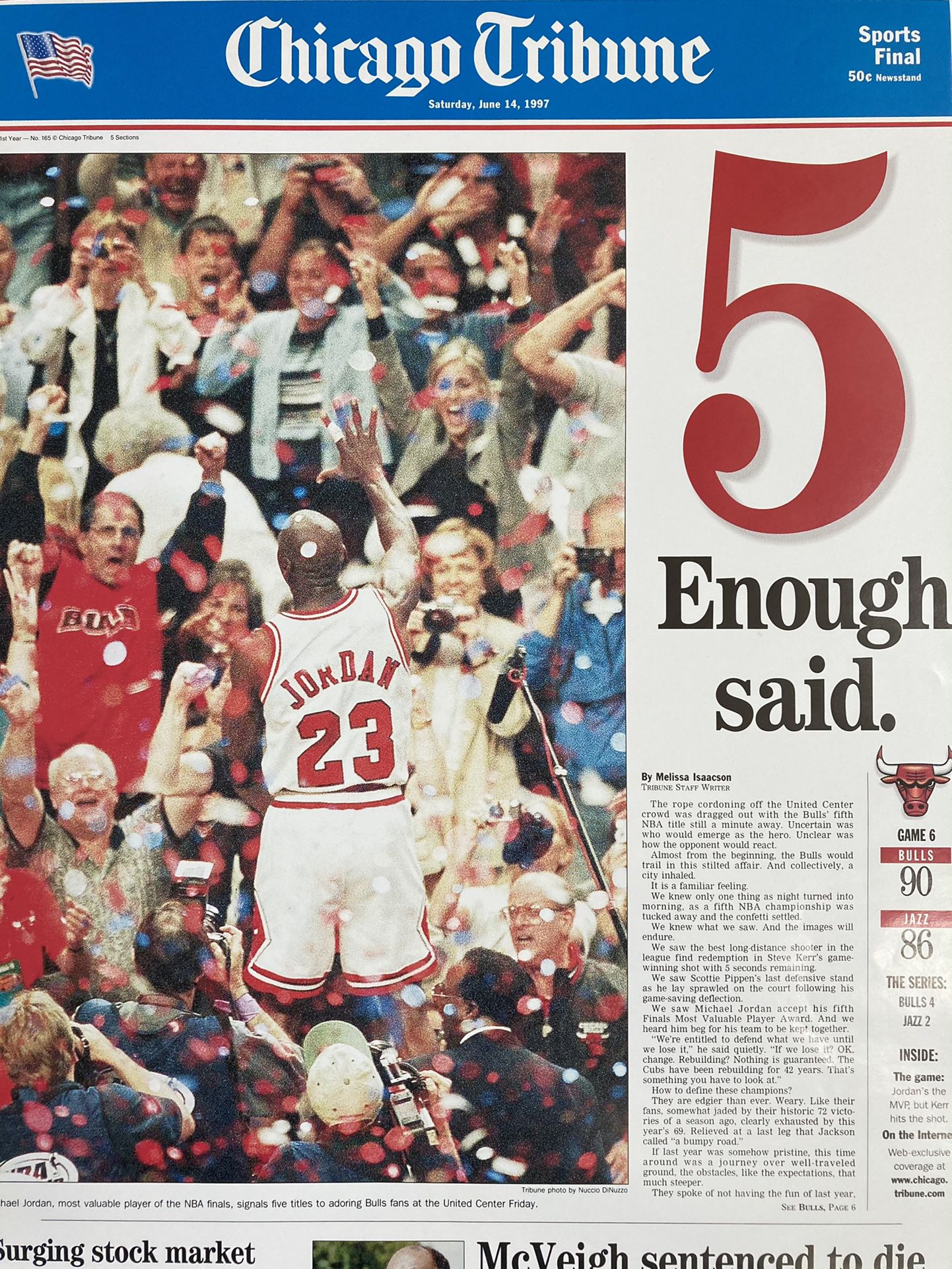 Go Bulls! 1992-93 Chicago Bulls Poster Chicago Tribune Jordan Rare