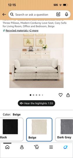 C198 $180  Oversized Modular Sectional Sofa，Solid Beige：87" L Shaped Modern Comfy Cloud Couch with Movable Ottoman and Pillow, Deep Seat Couches for L