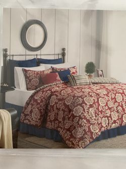 Madison Park Queen 9 Piece Cotton Twill Duvet Set In Red