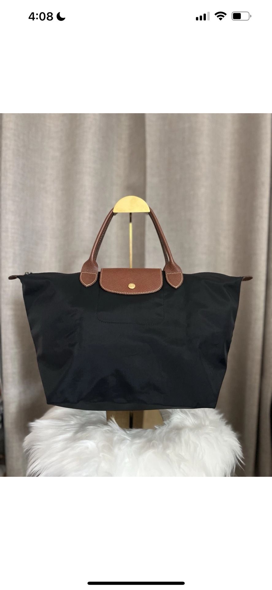 AUTHENTIC Black Long Champ Tote