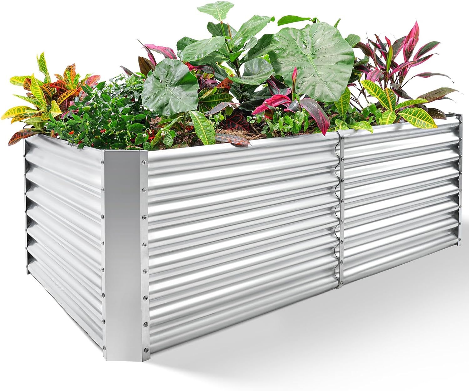 Land Guard 8×4×2 ft Galvanized Raised Garden Bed Kit, Galvanized Planter Raised Garden Boxes Outdoor, Large Metal Raised Garden Beds for Veget