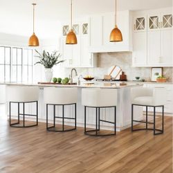 Set of 4Faux Leather Upholstered Accent Counter Height Bar Stools