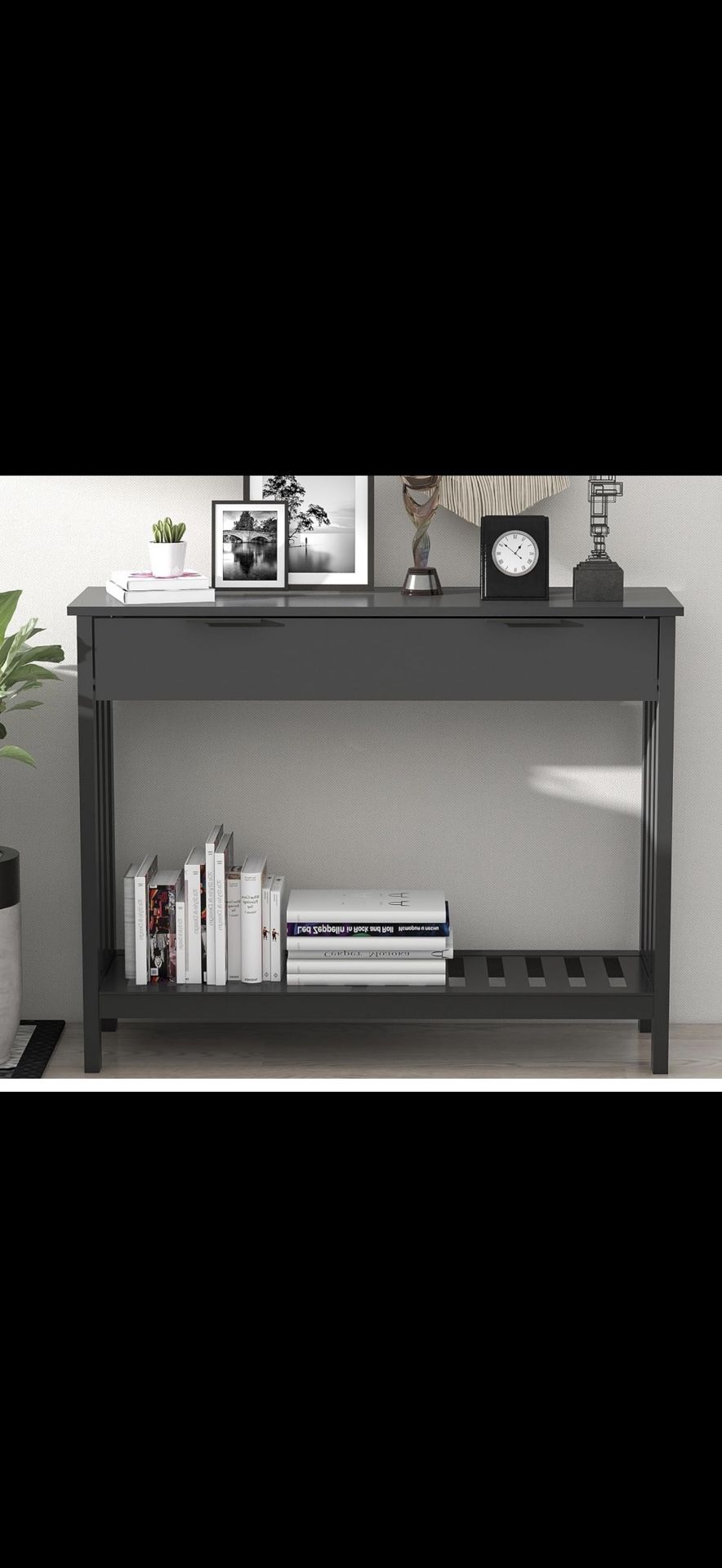 Black Wood Entryway Table w/ Drawer