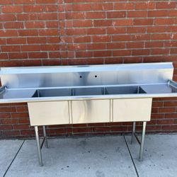 3 tub sink Commercial Restaurant NSF approved 90” NEW