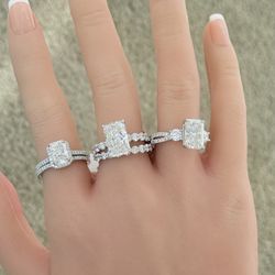 6.00Ctw 14KT White Gold IGI Certified Lab Diamond Bridal Ring Set 