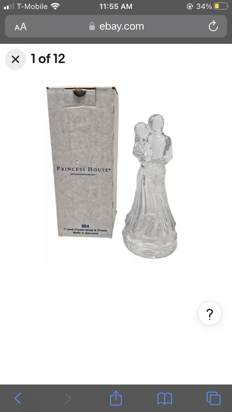 Princess House Bride & Groom crystal Figurine 