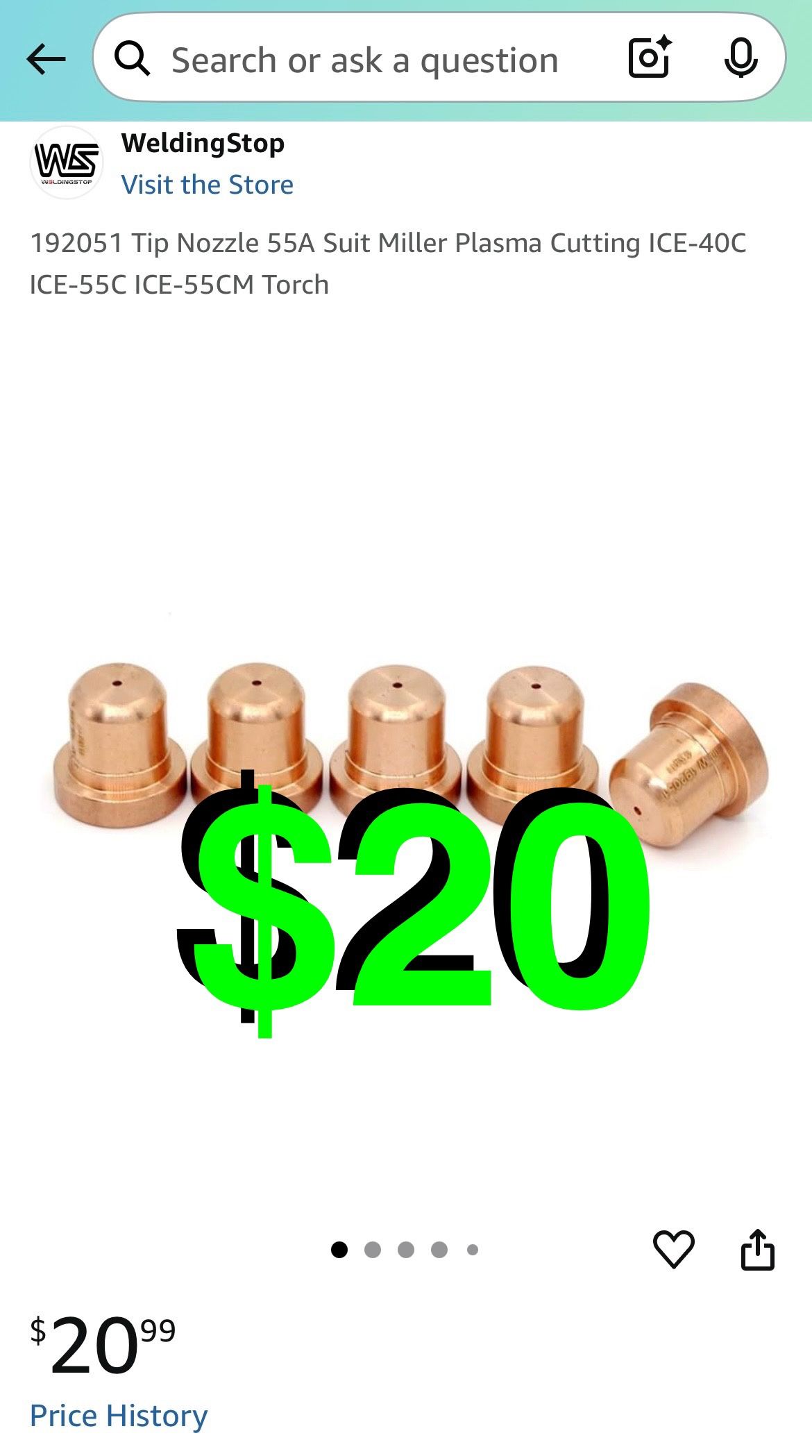 WeldingStop - 192053 Shield Cap 55A / 50A for Miller Plasma Cutting ICE-50C/CM ICE-55C/CM Torch 5pcs