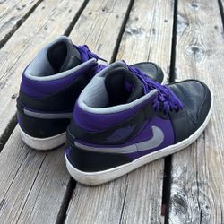 Black Purple and Silver Air Jordan 1 Mids Men’s size 12