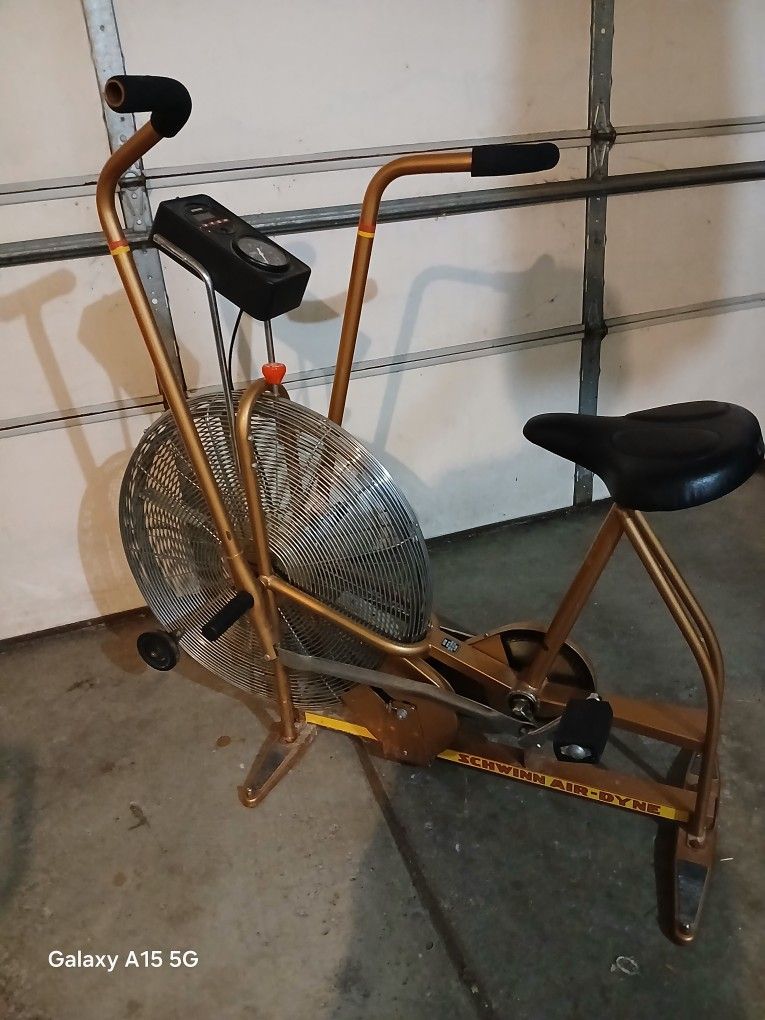 Vintage Schwinn Air-dyne Stationary Excersise Bike Gold!