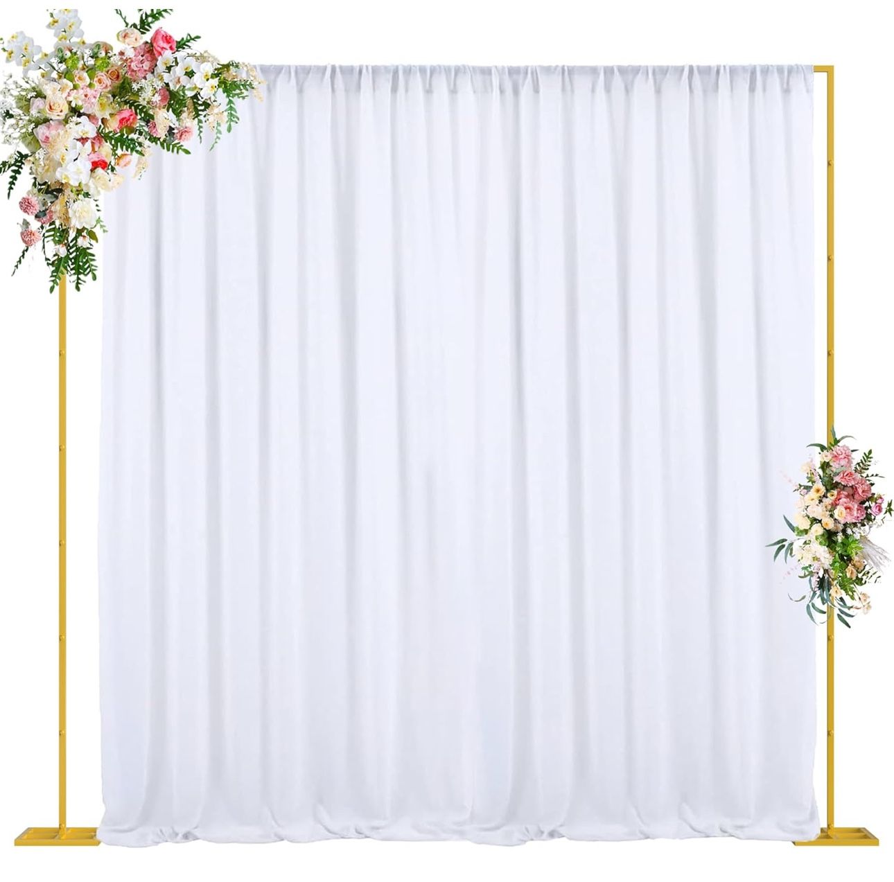 Wokceer 10x10 FT Backdrop Stand Heavy Duty Pipe and Drape Kit, Adjustable Gold Backdrop Stand for Wedding Birthday Party Photography Photo Booth