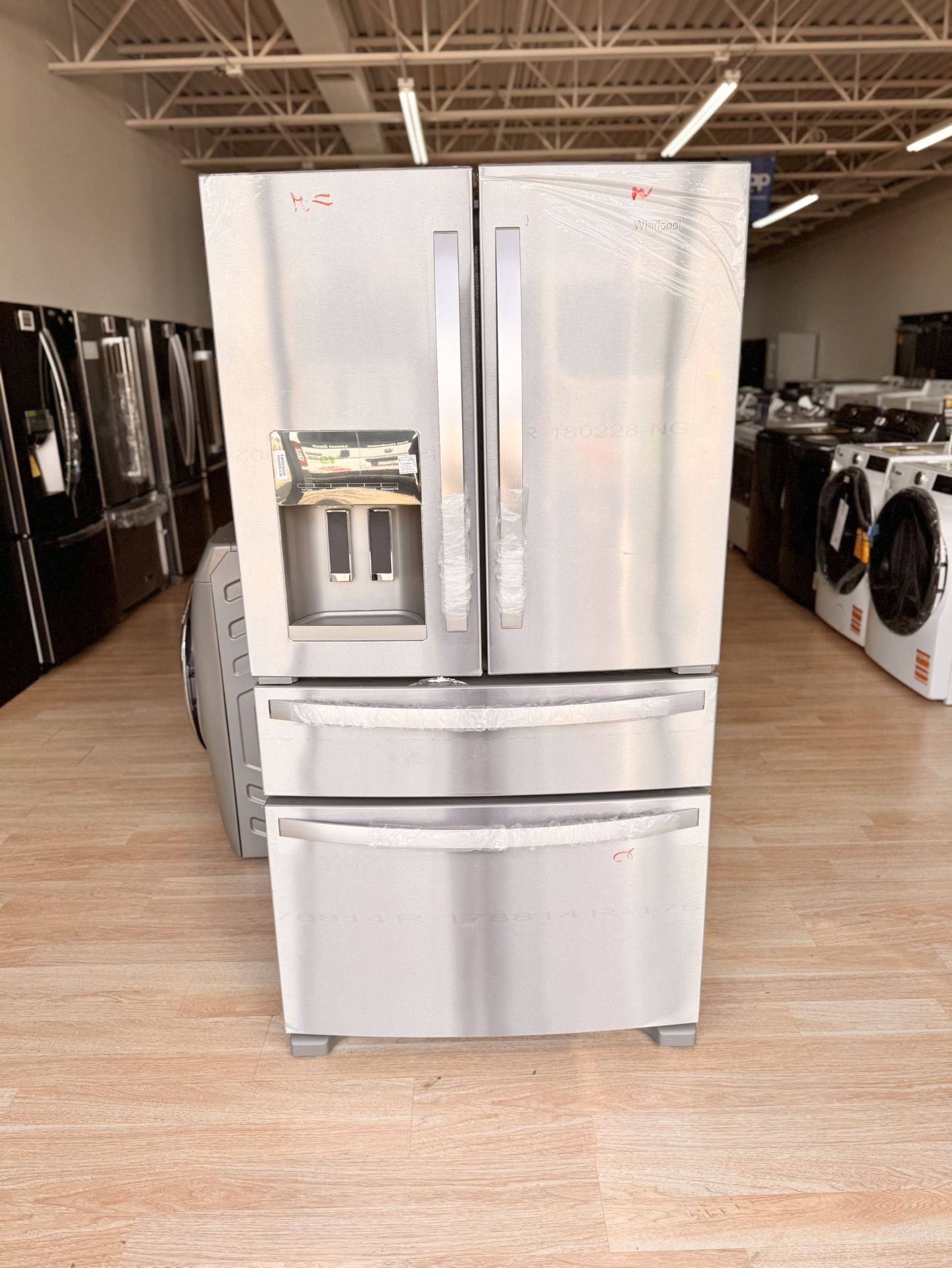 New Whirlpool - 24.5 Cu. Ft. 4-Door French Door Refrigerator - Fingerprint Resistant Stainless Steel Model: WRX735SDHZ