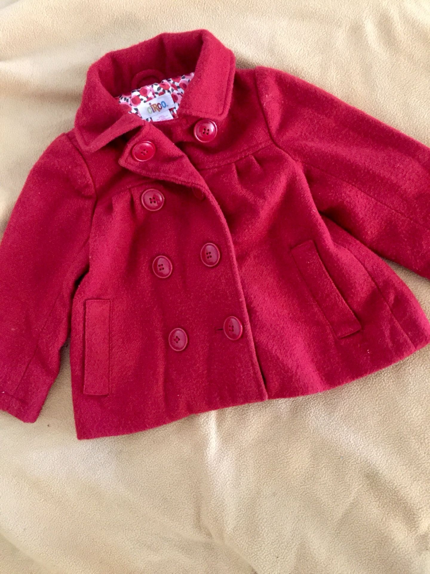GUC 2T Circo Girl Red Wool Pea Coat