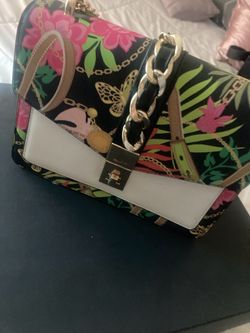 Aldo Floral Print Shoulder Bag with Chain Strap