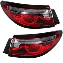 KarParts360 For Mazda 6 2018 2019 2020 2021 Tail Light Driver And Passenger Side | Pair | Outer | Clear & Red Lens | Chrome Housing | With Bulbs | For
