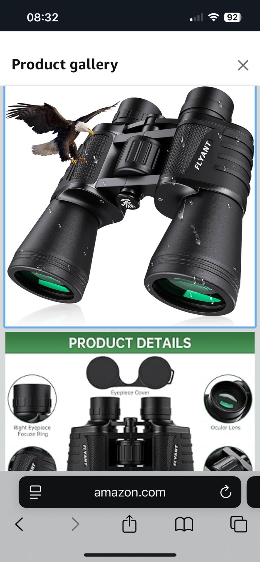 20x50 High Powered Binoculars for Adults, Waterproof Compact Binoculars with Low Light Vision for Bird Watching Hunting Camping Travel Cruise Hiking S