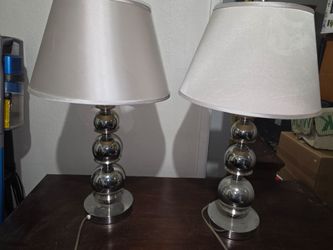 Pair of Chrome Stacked Ball Table Lamps