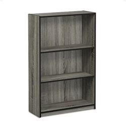 Furinno Simple Home 3-Shelf Bookcase French Oak Grey/Black