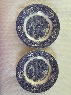 Two ceramic blue & white quadrifoglio bowls, made in Italy