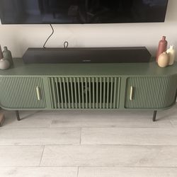 Modern Green and gold fluted TV stand (damaged)