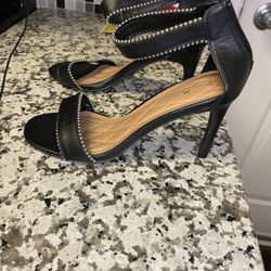 Black Silver Studded Heels