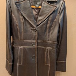 Vintage Genuine Brown Leather Double Stitched 