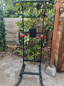 Adjustable Power Tower - Pull-Up / Dip Station with Resistance Bands