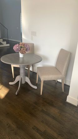 Crate And Barrel Brand Chairs And Gray Table  