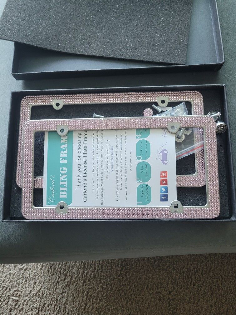 Pink Crystal Rhinestone License Plate