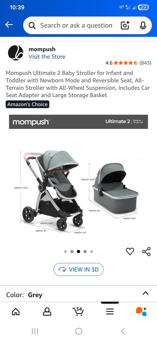 Stroller Mompush Ultimate 2 with Stroller with Bassinet