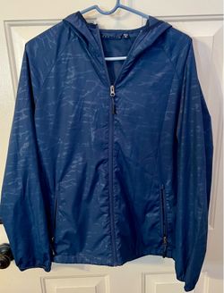 PGA TOUR Men's Blue Camo Hooded Full Zip Golf Windbreaker Jacket Polyester S