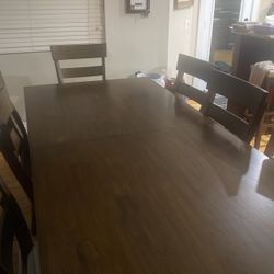 112” Extension Wood Table With Eight Chairs 