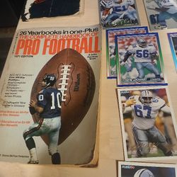 Football Memorabilia, Signed Tom LANDRY OFFICIAL PIG SKIN FOOTBALL,TRADING CARDS, EMMIT SMITH JERSEY
