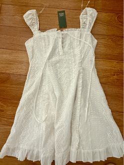 White  Dress with Ruffle Hem