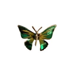 Unbranded  Gold-tone  Green Yellow Enamel  Butterfly  Small Brooch