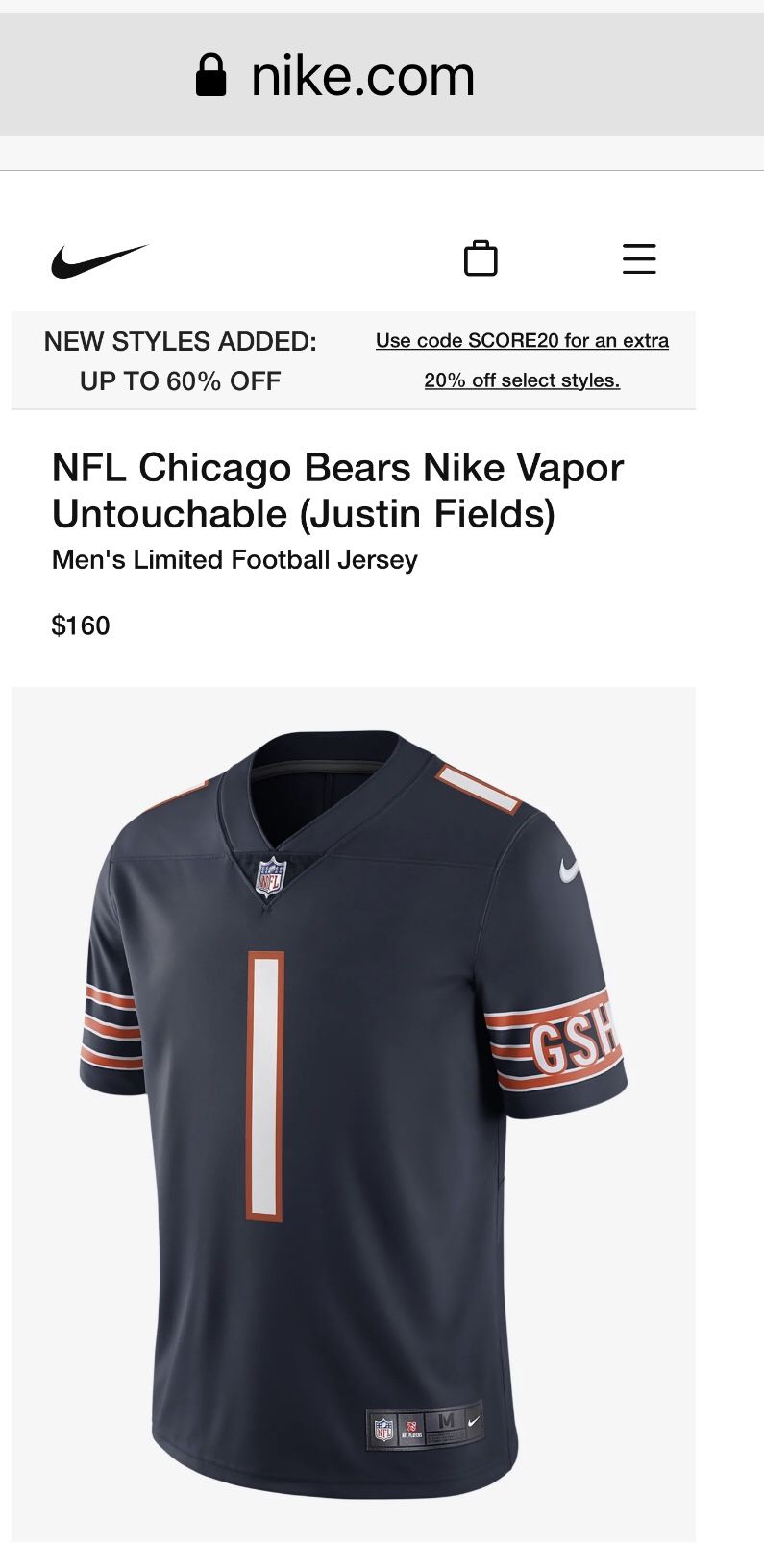 NFL GSH Chicago Bears Jersey (Justin Fields)