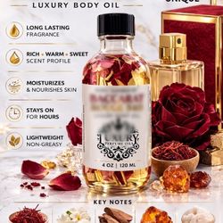 540 Luxury Body Perfume Oil – Large 4 oz Moisturizing Fragrance Oil – Long Lasting Sweet Amber Scent – Silky Skin Body Oil for Men & Women  D