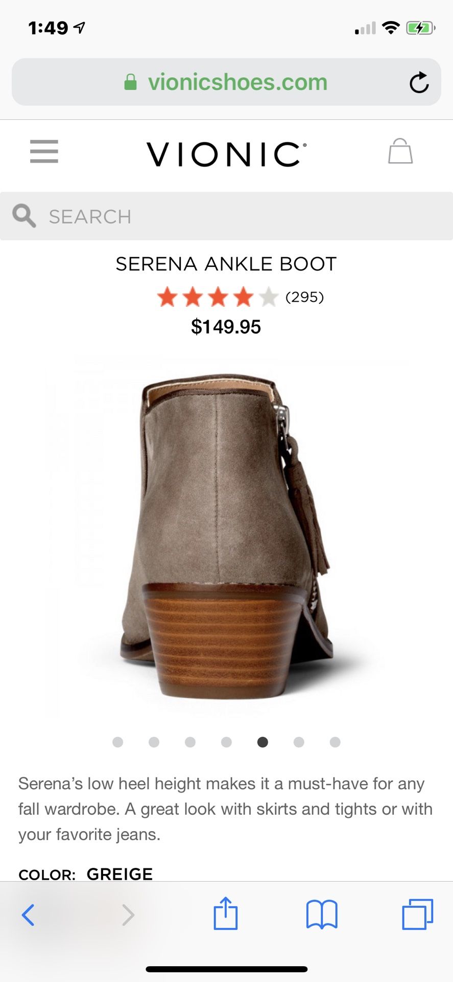 Vionic booties, size 7.5m