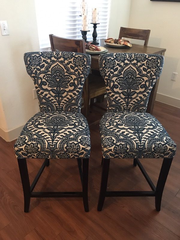Pier 1 Carmilla Blue Damask Counter Stools