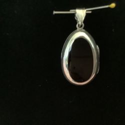 Sterling Silver And Onyx Locket