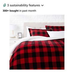 Amazon Basics King Size Micromink Sherpa Comforts Set In Buffalo Plaid